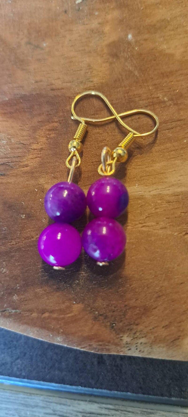Paire de BO en pierre naturelle d'Agate teintée