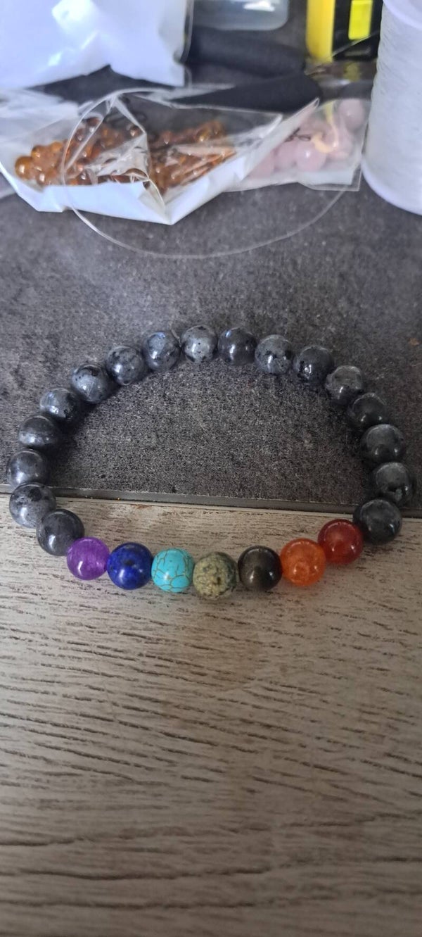 Bracelet 7 Chakras Arc-en-ciel en Pierres Naturelles