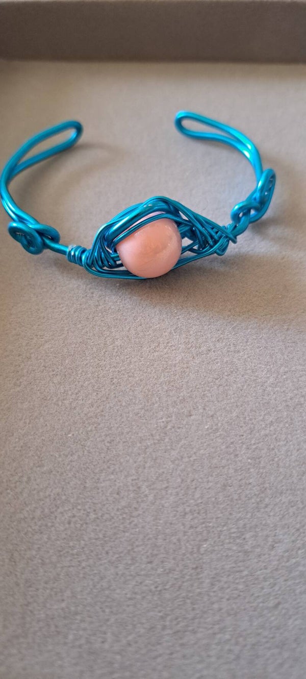 Bracelet en Fil d'aluminium Bleue