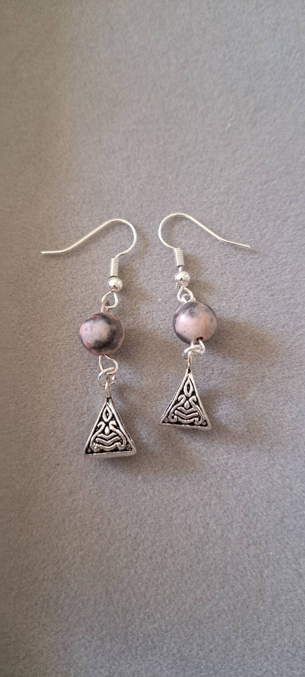 Paire de BO en Pierre de Rhodonite Argenté ou Dorée