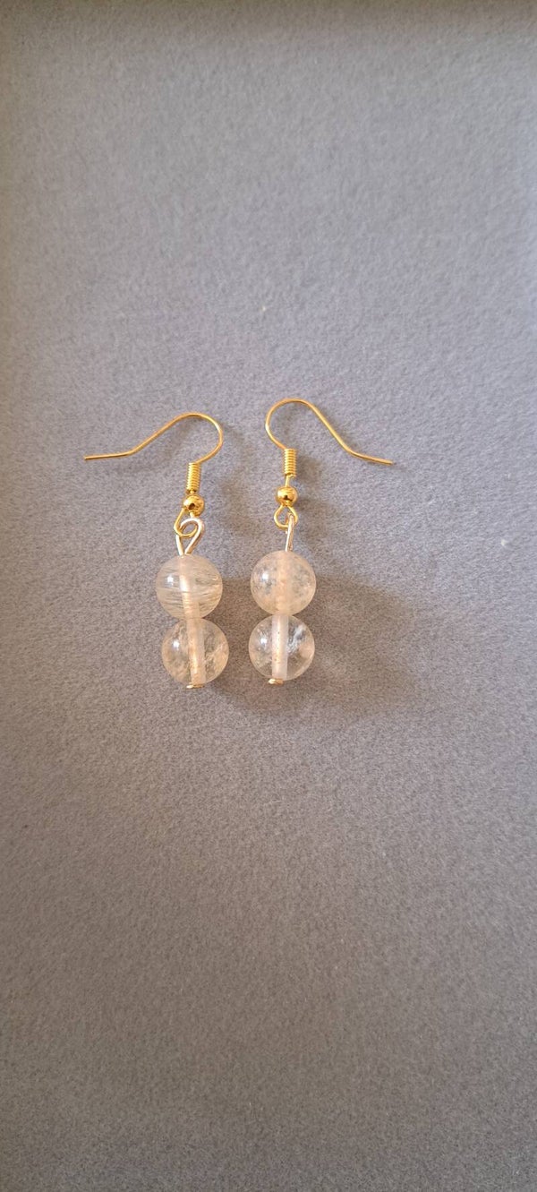 Paire de BO en Pierre de Citrine Argenté ou Dorée