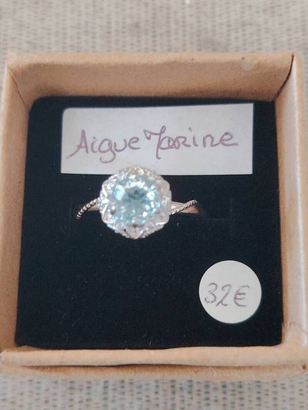 Bague réglable en Aigue Marine