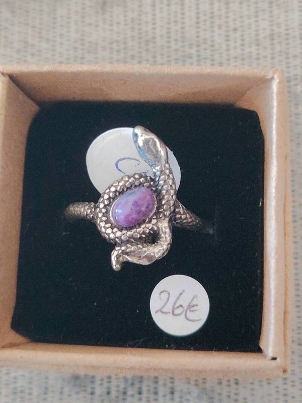 Bague réglable en Charoïte serpent