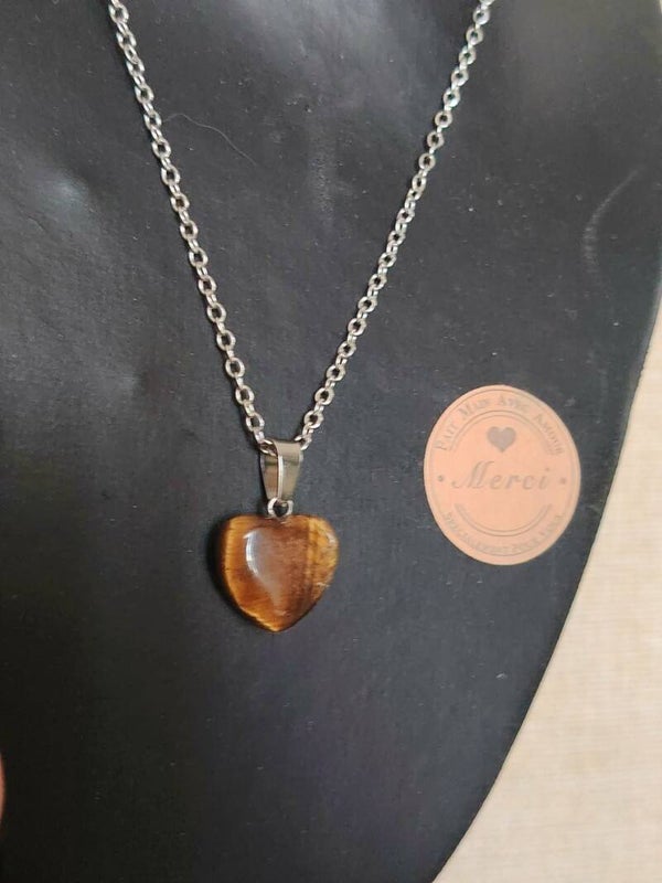 Pendentif coeur Oeil de Tigre