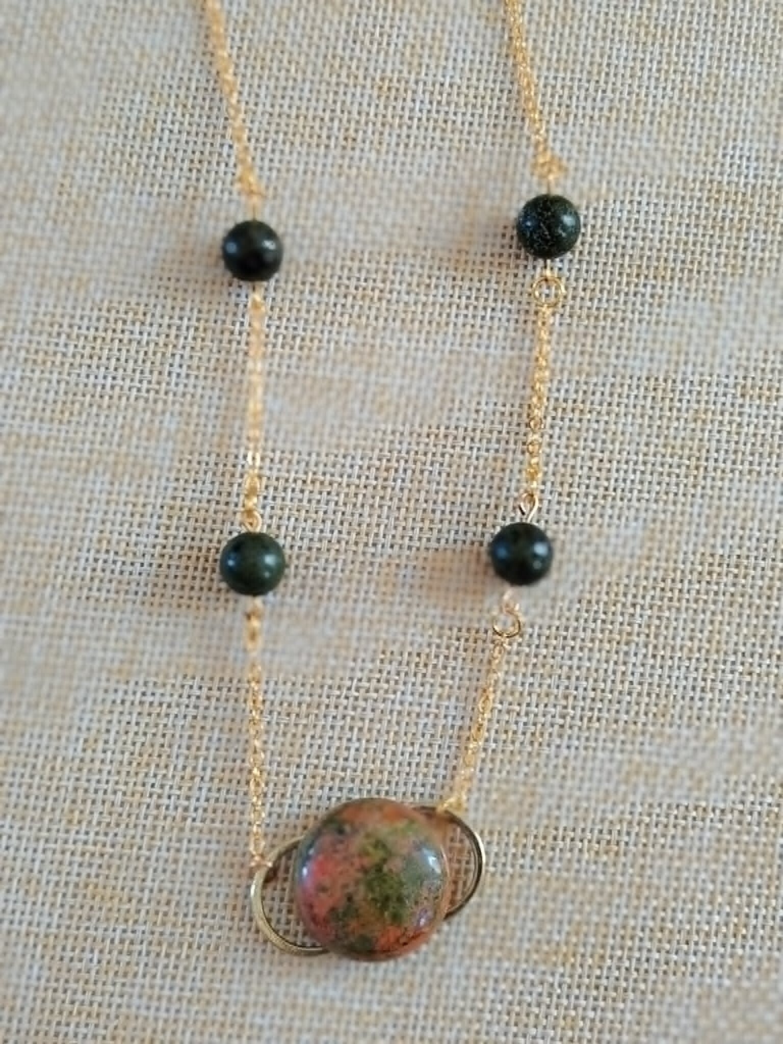 Collier en Unakite et Serpentine