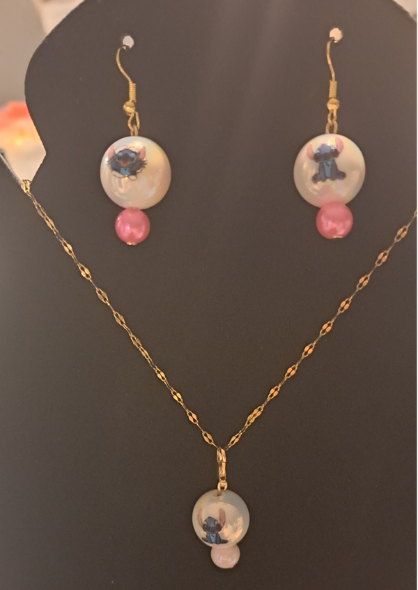 Parure STITCH Collier et Boucles d'Oreilles