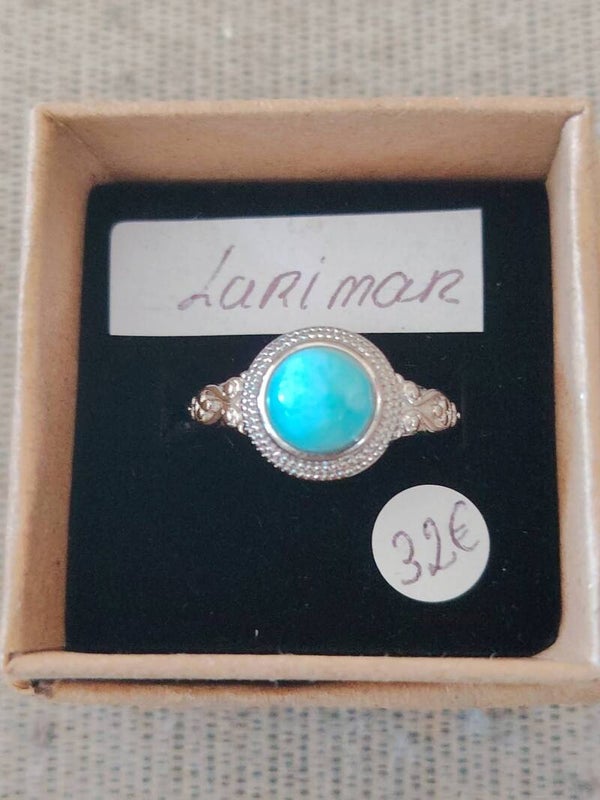 Bague réglable en Larimar