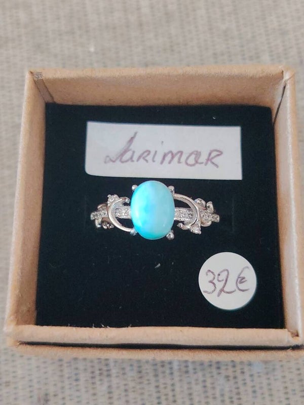 Bague réglable en Larimar