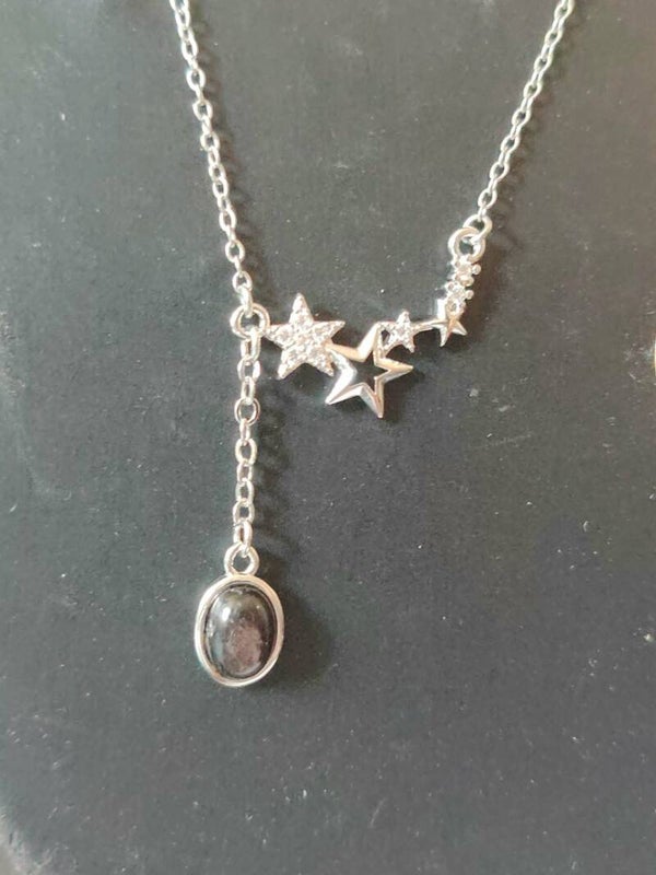 Collier en Obsidienne Doré