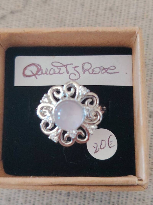 Bague Anti-Stress réglable en Quartz Rose