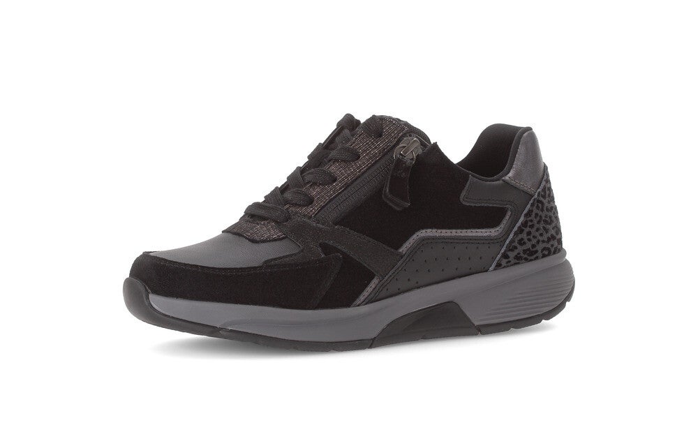 Damessneaker Rollingsoft Foullard/samt/leo/Met k.,schwarz/antrazit