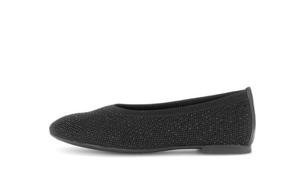 damesmocassin Gabor Strech/Lammnappa,Schwarz glitter