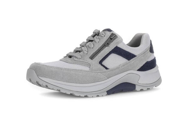Rollingsoft/ gabor Herensneaker Dreamvelour/mesh, midgrey/moon,marine