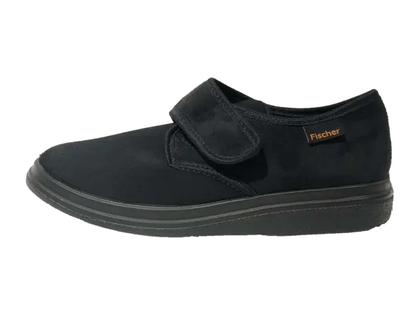 Fisher Huisschoen zwart /bruin pantoffel stretch