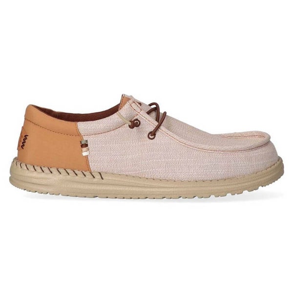 HEYDUDE Wally Funk Nylon Craft Tobacco beige wit herenmoccassin