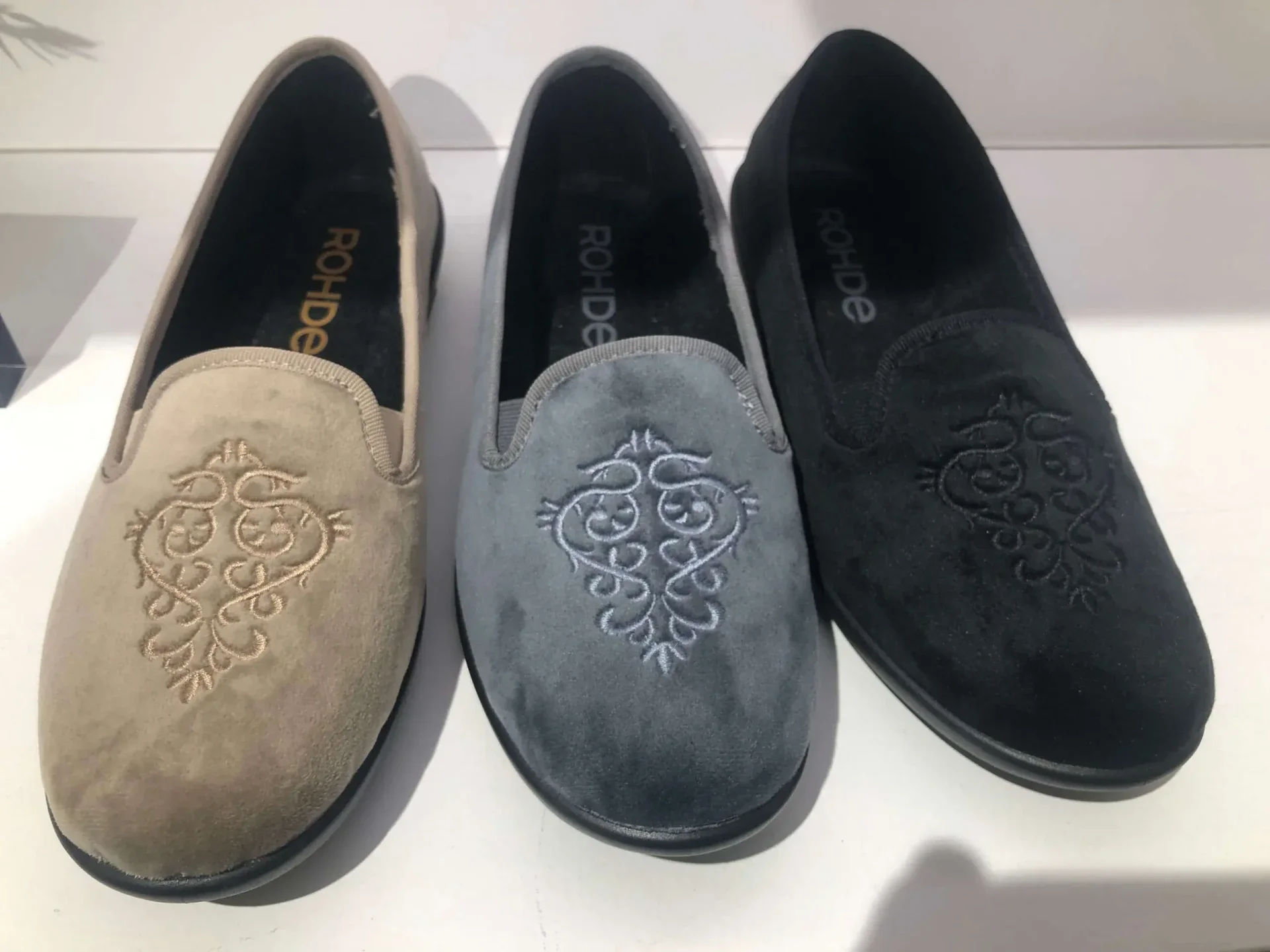 Rohde pantoffel beige blauwe en donkerblauwe Ballerop