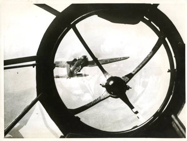 Een Heinkel He 111 vanuit de koepel (Persfoto, PK-Aufname, Pressphoto)
