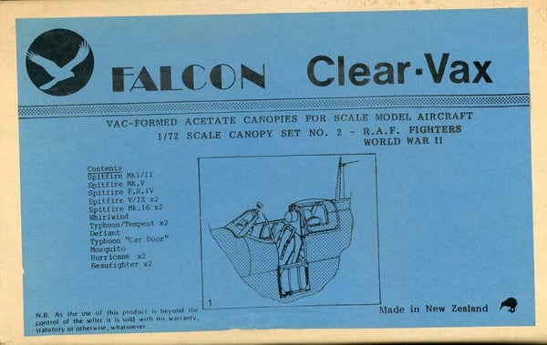 Clear-Vax Canopies set 2 RAF fighters WW2