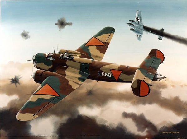 Fokker T.V Thijs Postma schilderij (org. gouache)