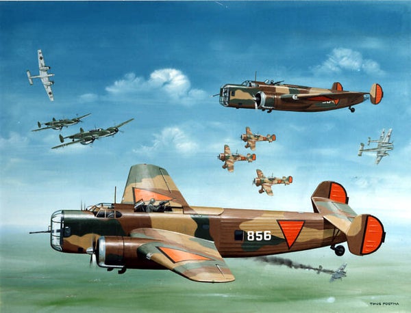 Fokker T.V Thijs Postma schilderij (org. gouache)
