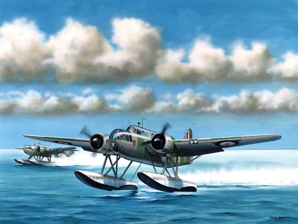 Fokker T.8w Thijs Postma schilderij (org. gouache)