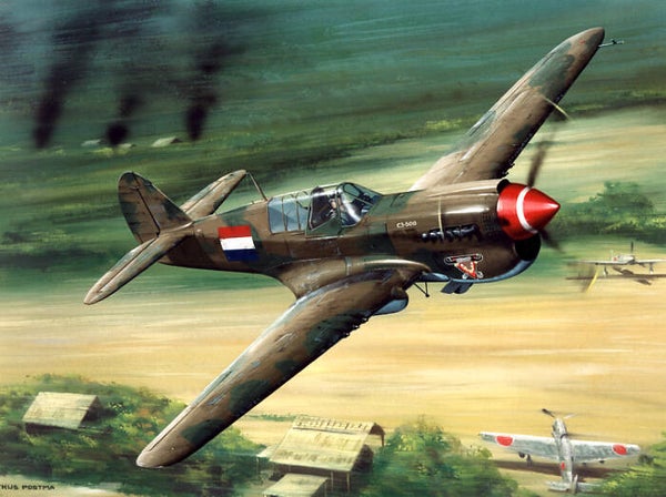 Warhawk P40 Thijs Postma schilderij (org. gouache)