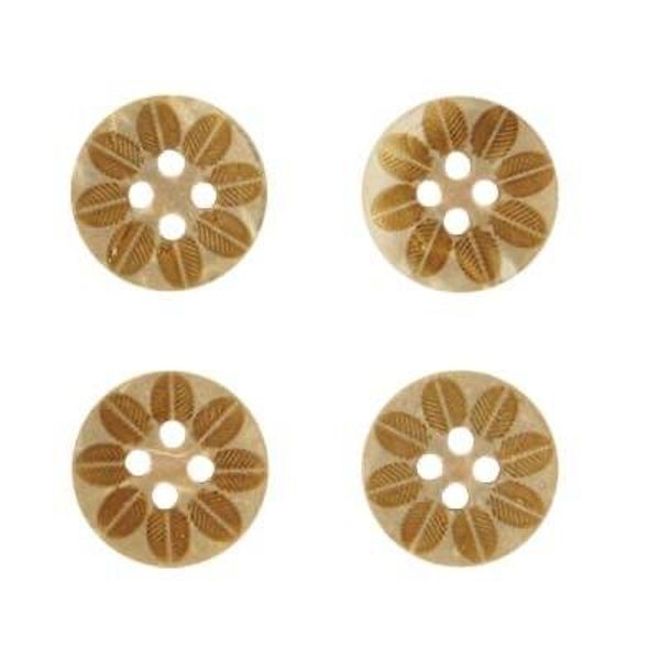 Rico Design - Houten knopen met bloemen ø16mm (4-gaats)