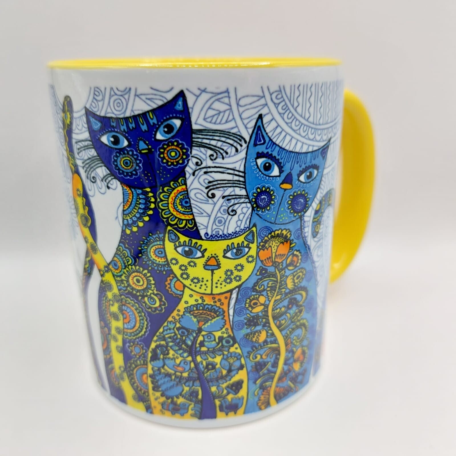 Geel Blauwe Kattenfamilie Mok