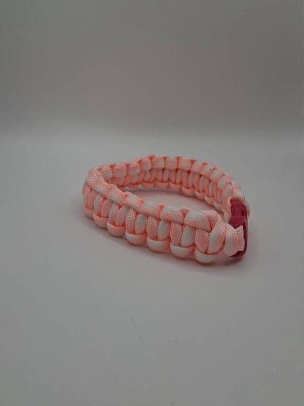 Handgemaakte Paracord Armband - Zacht Roze & Wit