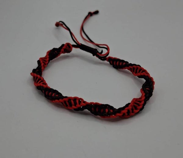Handgeknoopte Macramé Armband - Rood & Zwart