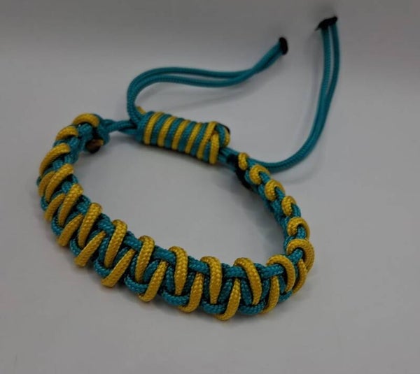 Handgemaakte Paracord Armband - Blauw & Geel