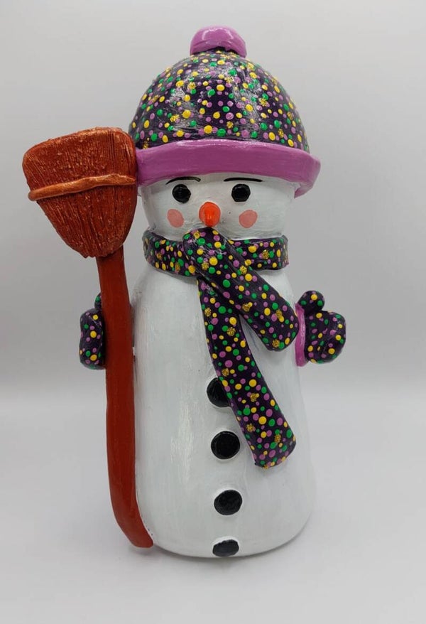 Keramische Decoratie "Vrolijke Sneeuwman"