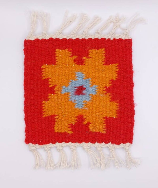 Handgeweven Onderzetter "Zonsondergang Bloem"