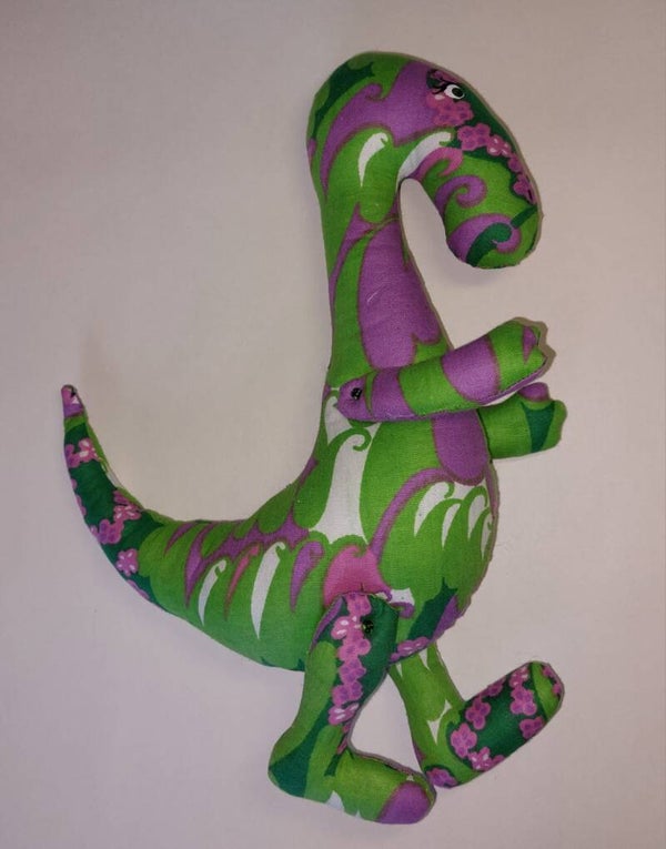 Fleurige Dino Knuffel Groen & Paars