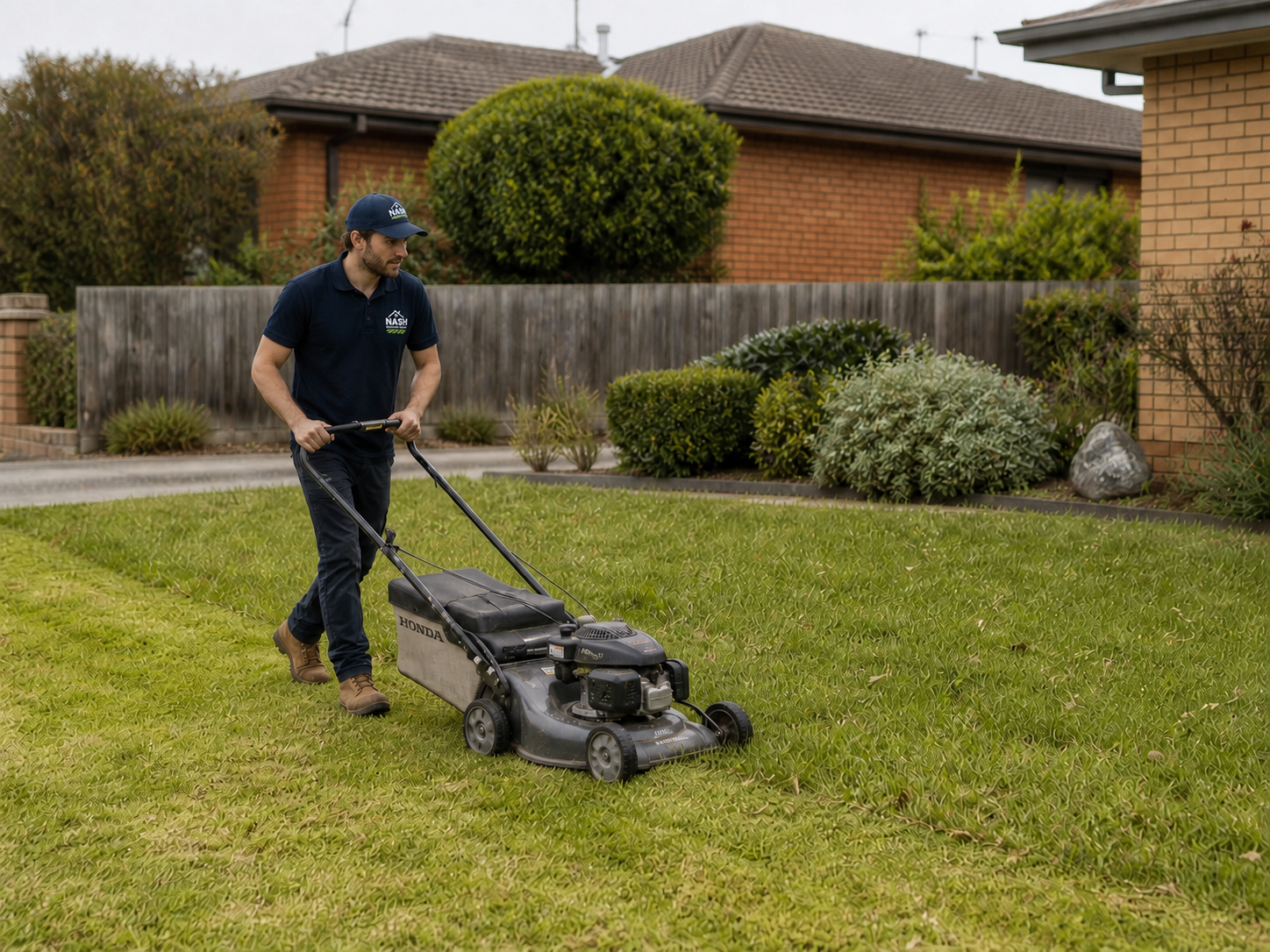 Lawn mowing service at a Bayside Melbourne home