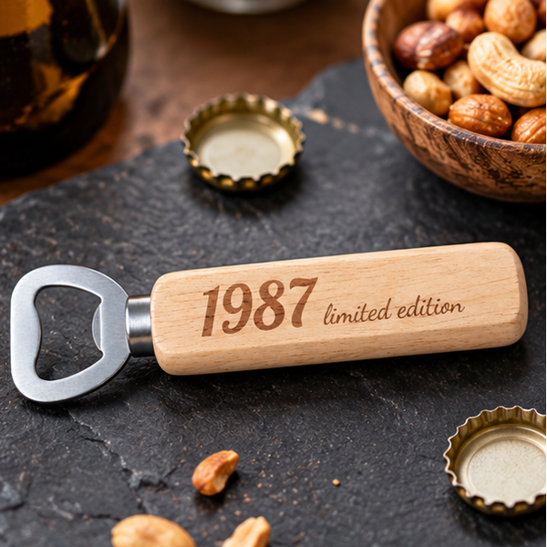 Gepersonaliseerde bieropener met jaartal 'limited edition'