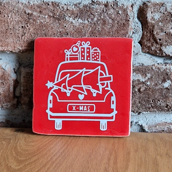 Tegeltje 'driving home for christmas'