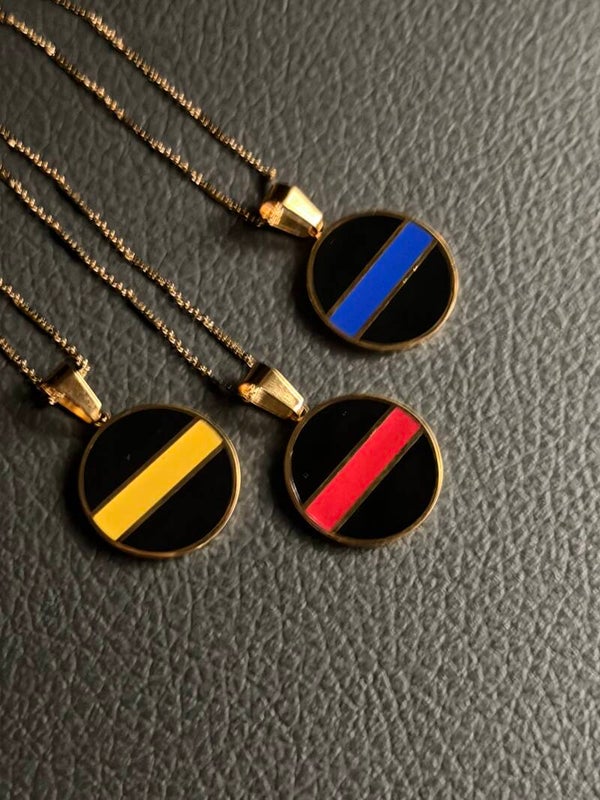 Thin Blue Line Charm 14k PVD stainless