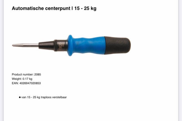 Automatische centerpunt | 15 - 25 kg