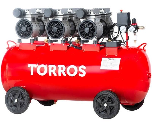 Compressor geluidsarm olievrij ketel 100 L 2,2 kW / 3 Pk 420 L/min 10 bar 78 dB(A) 230V Torros