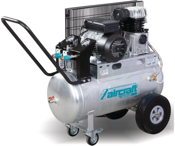 Mobiele compressor riemaandrijving met olie verzinkte ketel 50 L 2,2 kW / 3 PK 10 Bar 365 l/min 230V Aircraft