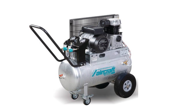 Mobiele compressor riemaandrijving met olie verzinkte ketel 50 L 2,2 kW / 3 PK 10 Bar 365 l/min 230V Aircraft