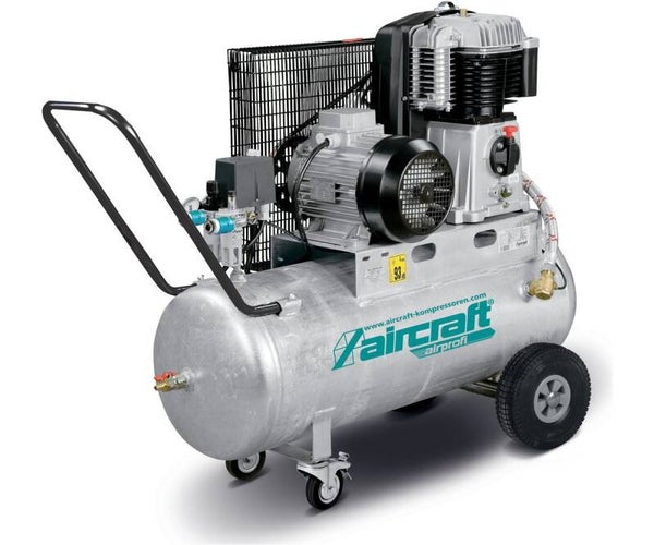 Mobiele compressor riemaandrijving met olie verzinkte ketel 100 L 4 kW / 5,5 PK 15 Bar 575 l/min 400V Aircraft
