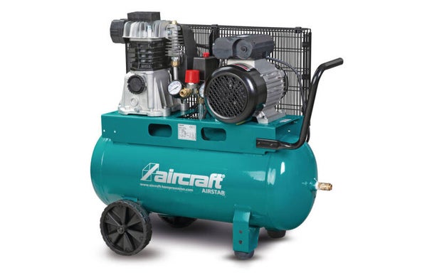 Mobiele compressor riemaandrijving met olie ketel 50 L 2,2 kW / 3 Pk 10 Bar 365 l/min 230V Aircraft