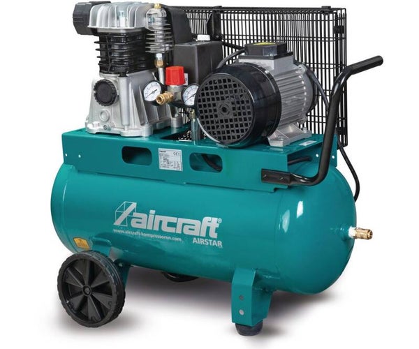 Mobiele compressor riemaandrijving met olie ketel 50 L 2,2 kW / 3 Pk 10 Bar 365 l/min 400V Aircraft