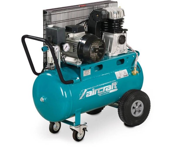 Mobiele compressor riemaandrijving met olie ketel 50 L 2,2 kW / 3 Pk 10 Bar 390 l/min 400V Aircraft
