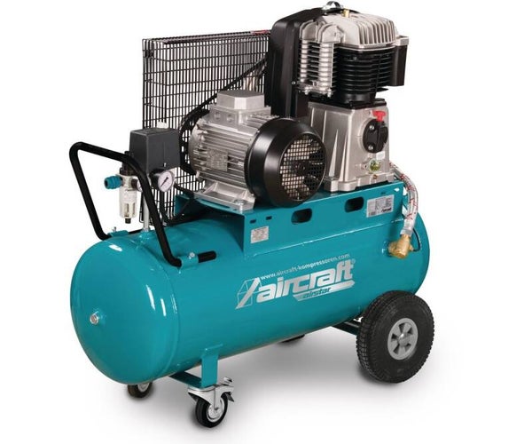 Mobiele compressor riemaandrijving met olie ketel 100 L 5,5 kW / 7,5 Pk 10 Bar 850 l/min 400V Aircraft