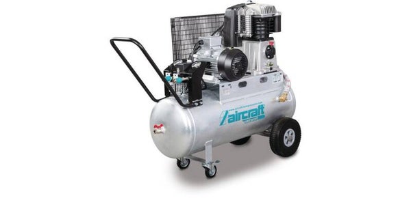 Mobiele compressor riemaandrijving met olie verzinkte ketel 100 L 5,5 kW / 7,5 Pk 10 Bar 850 l/min 400V Aircraft