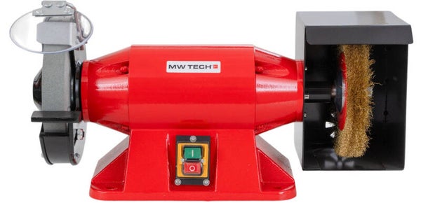 Combinatie slijpmachine met borstel dia. 200 mm 2950 tpm 900 W 230V asgat 32 mm inclusief slijpsteen en borstel MW-Tech