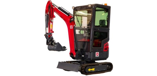 Minigraafmachine 1.8 ton metcabine 10,2 kW Kubota 3-cilinder zwenkarm variabel onderstel MW(T)